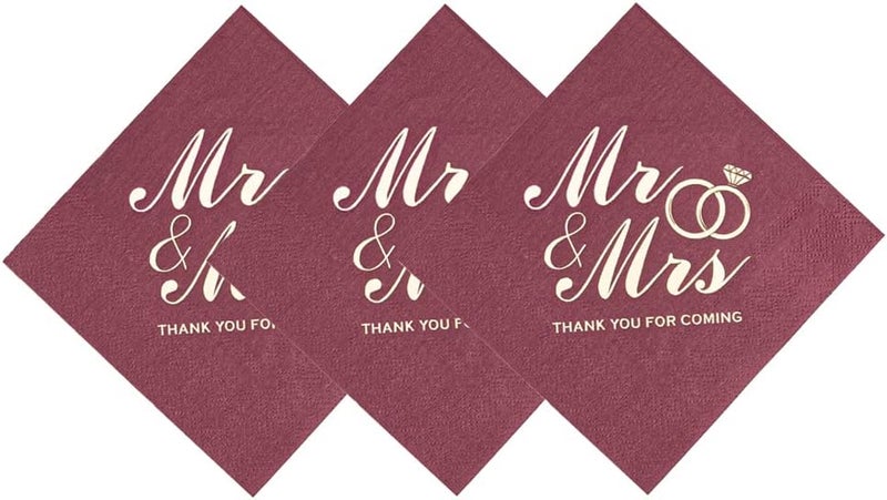 LiveBe 100 Pack of Paper Cocktail Napkins with Gold design，Formal Dinner, Anniversary, Wedding Napkins for Tables, Guestrooms, Restrooms(5 x 5 in，3-ply) (Red) - Image 2